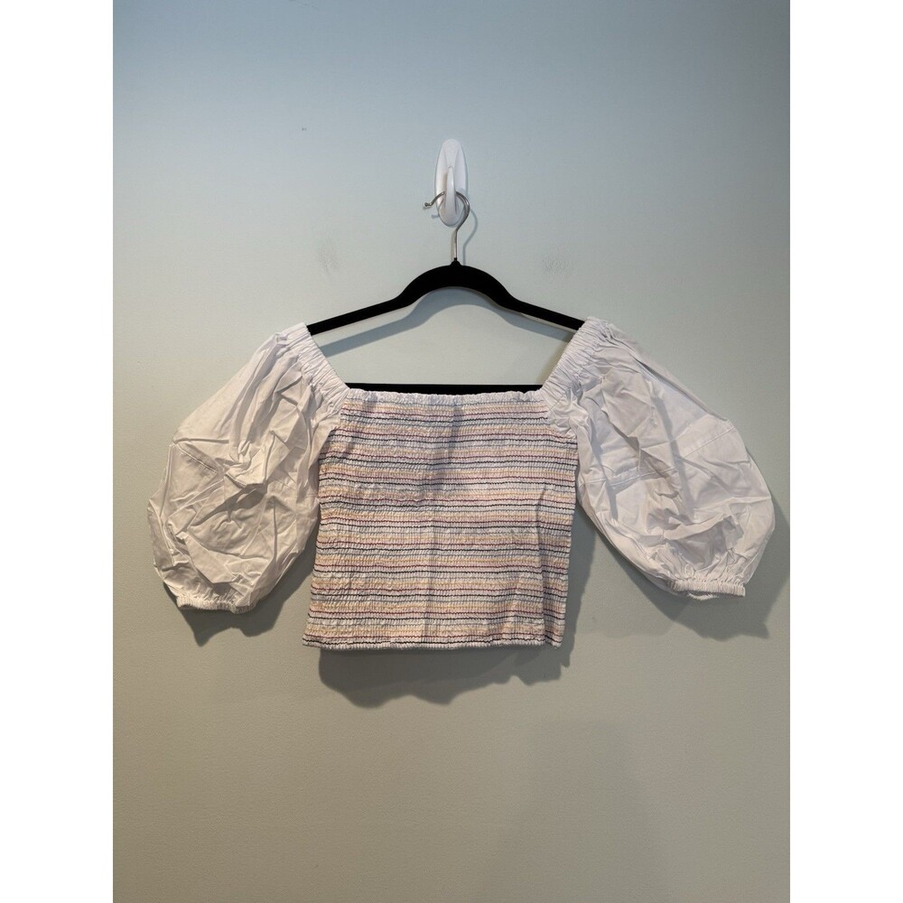 NEW Sokee Collective Top Women Small Smocked 100%Cotton Coquette Preppy Festival